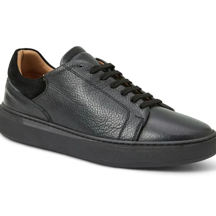 Clearance Bruno Magli Salvatore Lace-To-Toe Leather Sneaker / Black