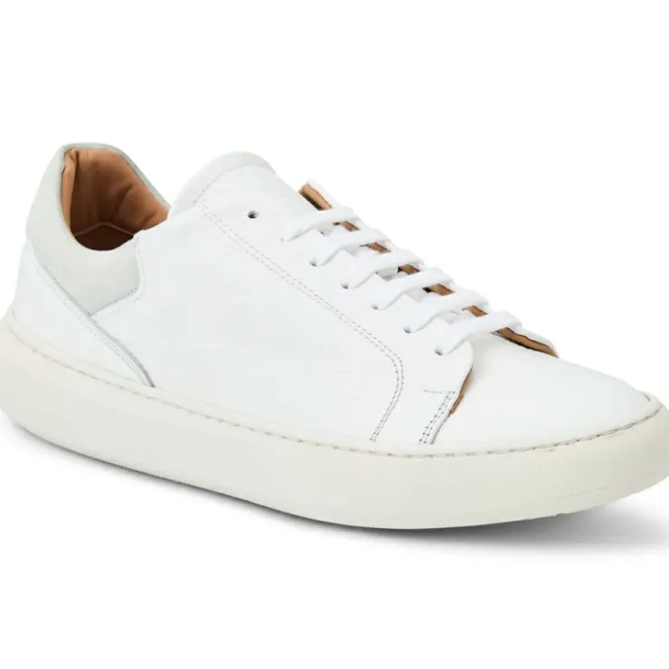 Best Sale Bruno Magli Salvatore Lace-To-Toe Leather Sneaker White