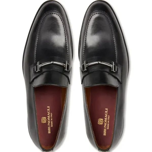 Flash Sale Bruno Magli Sante Double Gore Leather Bit Loafers Black