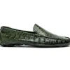 Outlet Calzoleria Toscana 4551 Crocodile Driving Shoes Green