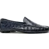 Outlet Calzoleria Toscana 4551 Crocodile Driving Shoes Denim