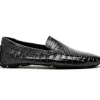 Clearance Calzoleria Toscana 4551 Crocodile Driving Shoes Black