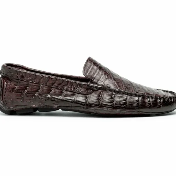 Hot Calzoleria Toscana 4551 Crocodile Driving Shoes Burgundy