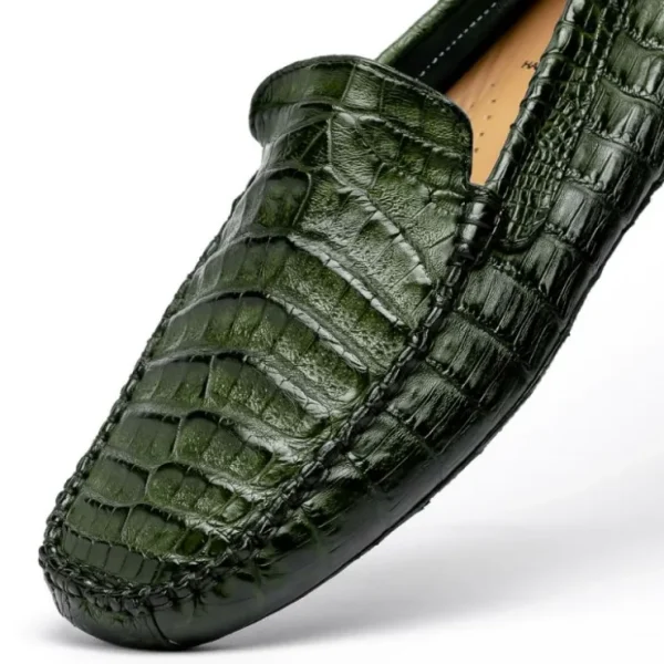 Outlet Calzoleria Toscana 4551 Crocodile Driving Shoes Green