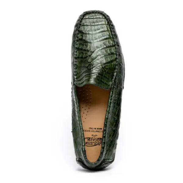 Outlet Calzoleria Toscana 4551 Crocodile Driving Shoes Green