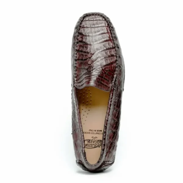 Hot Calzoleria Toscana 4551 Crocodile Driving Shoes Burgundy