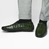 Outlet Calzoleria Toscana 4551 Crocodile Driving Shoes Green