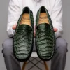 Outlet Calzoleria Toscana 4551 Crocodile Driving Shoes Green