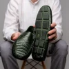 Outlet Calzoleria Toscana 4551 Crocodile Driving Shoes Green