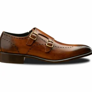 Clearance Calzoleria Toscana 8863 Double Monk Strap Shoes Chestnut