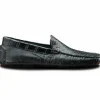 Discount Calzoleria Toscana 8675 Ostrich & Crocodile Driving Shoes Blue