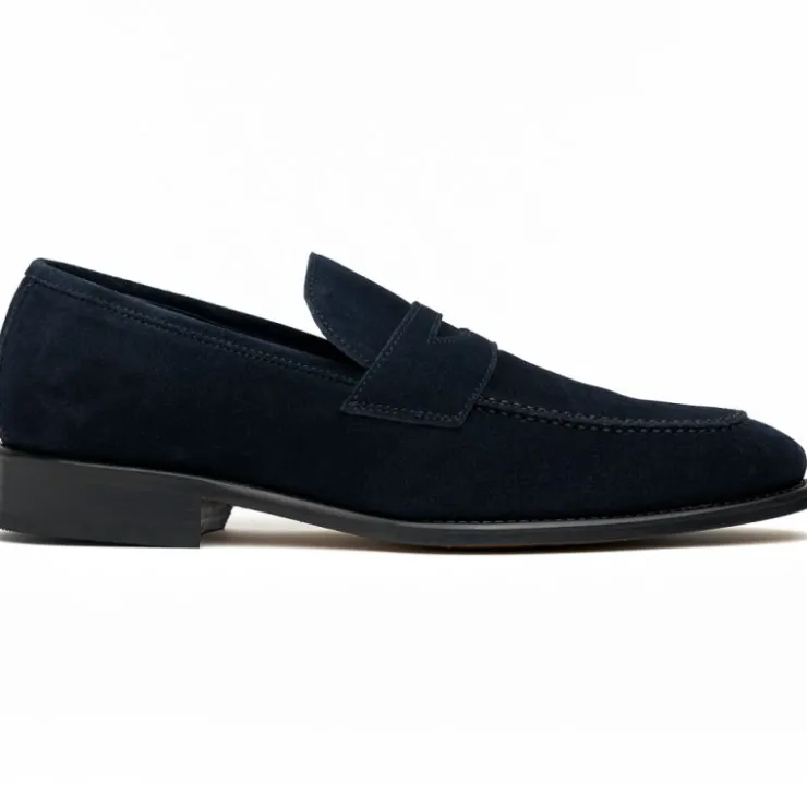 Sale Calzoleria Toscana 7730 Suede Penny Loafers Blue