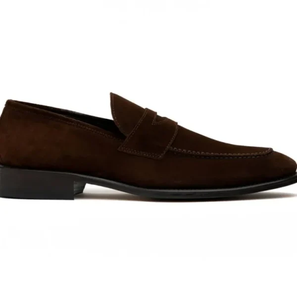 Sale Calzoleria Toscana 7730 Suede Penny Loafers Chocolate