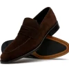 Sale Calzoleria Toscana 7730 Suede Penny Loafers Chocolate