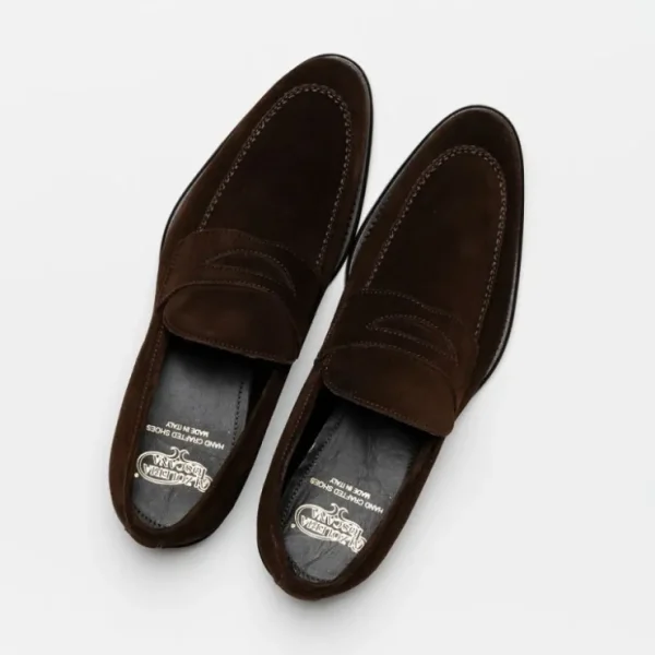 Sale Calzoleria Toscana 7730 Suede Penny Loafers Chocolate