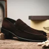 Sale Calzoleria Toscana 7730 Suede Penny Loafers Chocolate