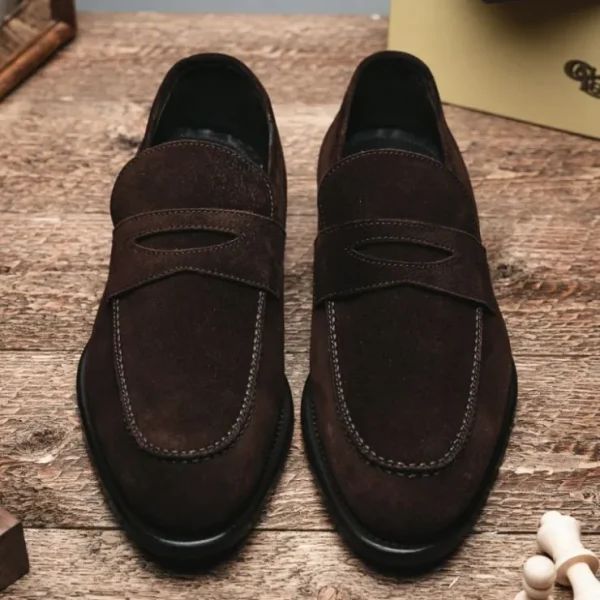 Sale Calzoleria Toscana 7730 Suede Penny Loafers Chocolate