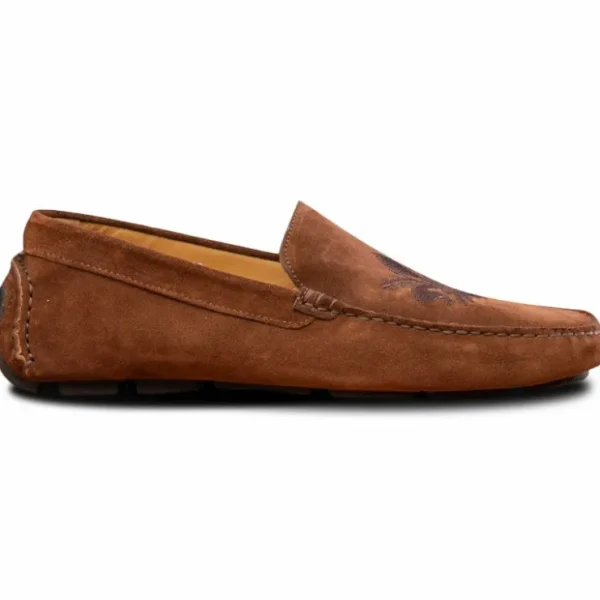 Shop Calzoleria Toscana 5303 Venetian Suede Driving Loafers Brick