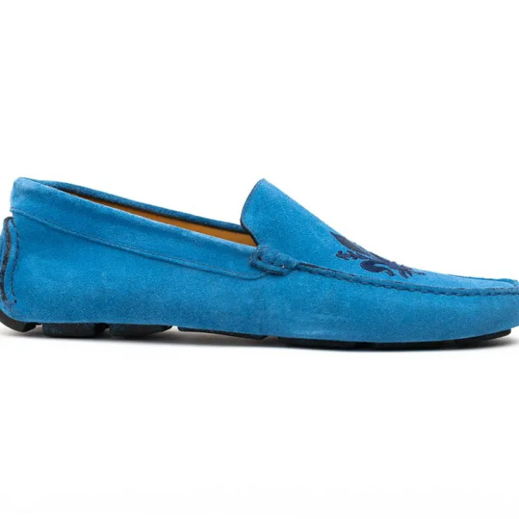 Hot Calzoleria Toscana 5303 Venetian Suede Driving Loafers Denim