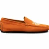 New Calzoleria Toscana 5303 Venetian Suede Driving Loafers Papaya