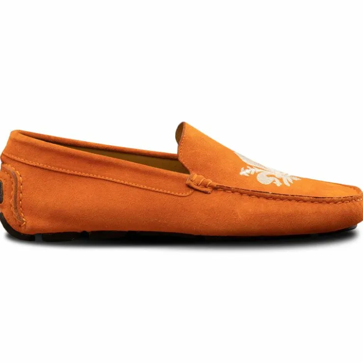 New Calzoleria Toscana 5303 Venetian Suede Driving Loafers Papaya