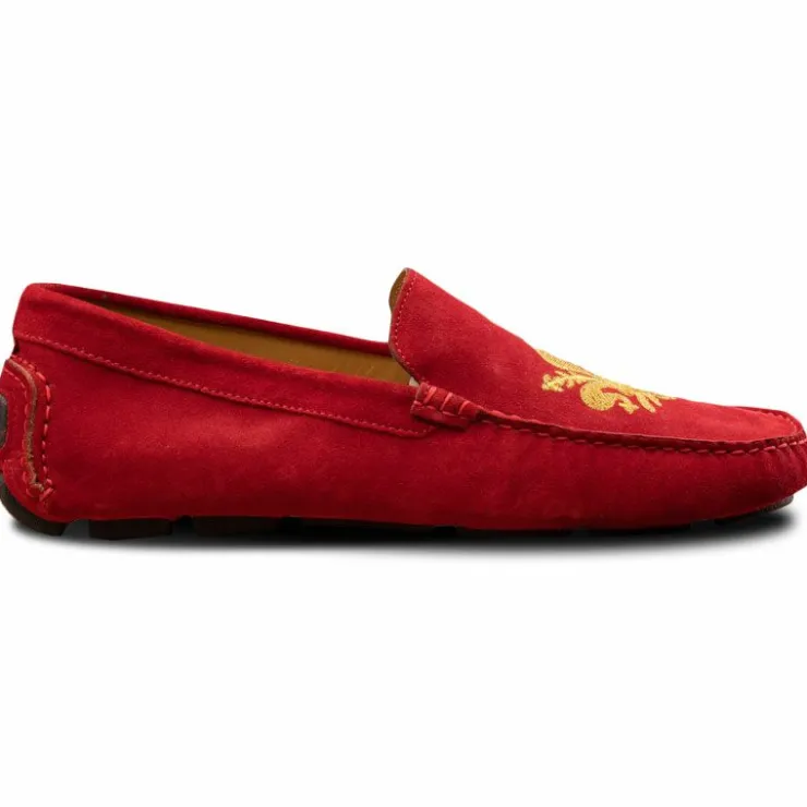 Cheap Calzoleria Toscana 5303 Venetian Suede Driving Loafers Red