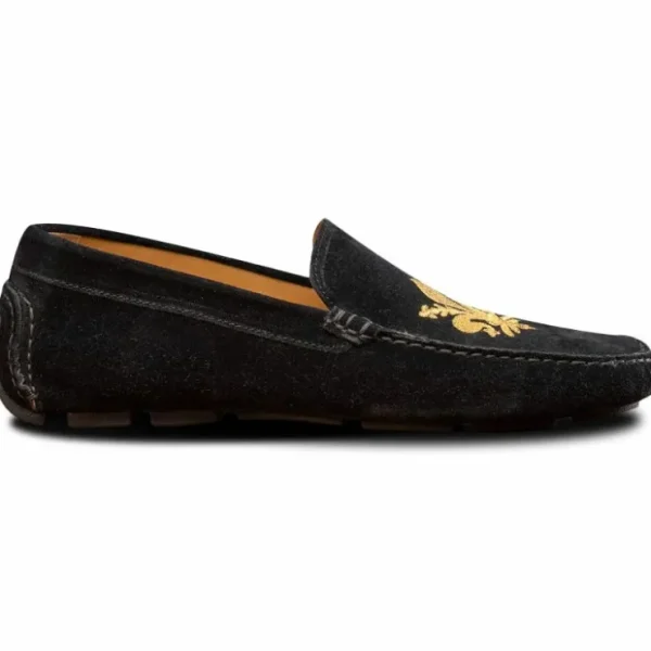 Best Sale Calzoleria Toscana 5303 Venetian Suede Driving Loafers Black