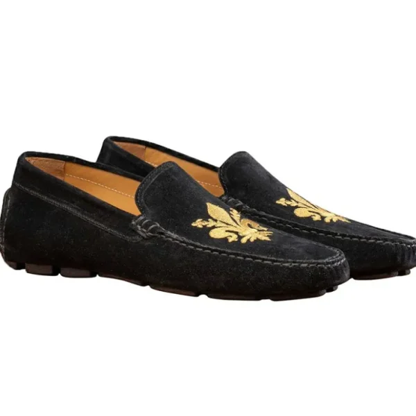 Best Sale Calzoleria Toscana 5303 Venetian Suede Driving Loafers Black