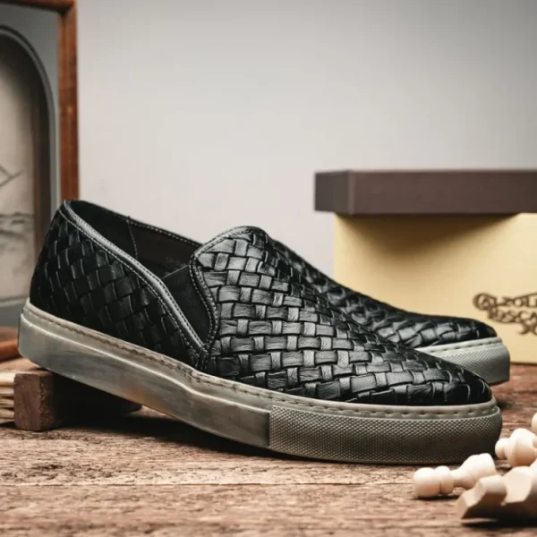 calzoleria_toscana_enea_w_5.webp Online Calzoleria Toscana Enea Woven Loafers Black