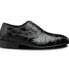 Shop Calzoleria Toscana H779 Crocodile Cap Toe Oxfords Black