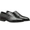 Shop Calzoleria Toscana H779 Crocodile Cap Toe Oxfords Black