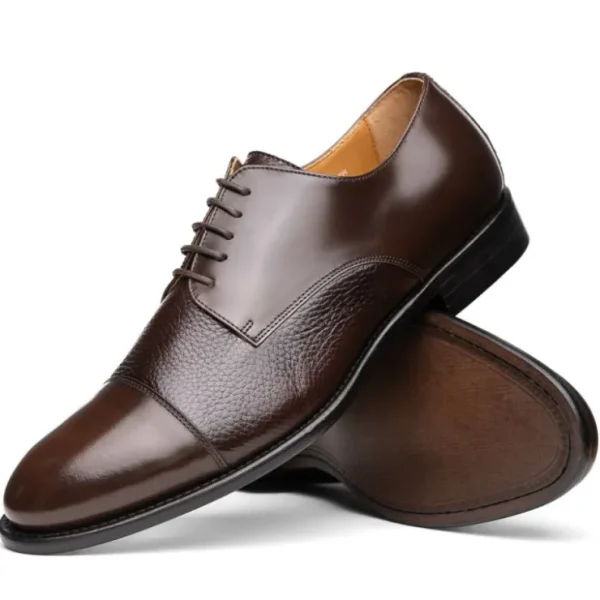 Cheap Calzoleria Toscana Lauro Cordovan & Deerskin Cap Toe Shoes Dark Brown DarkBrown