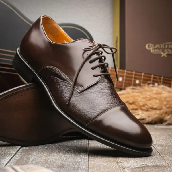 Cheap Calzoleria Toscana Lauro Cordovan & Deerskin Cap Toe Shoes Dark Brown DarkBrown