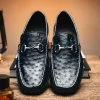 Best Sale Calzoleria Toscana 3238M Ostrich Bit Loafers Navy Blue NavyBlue