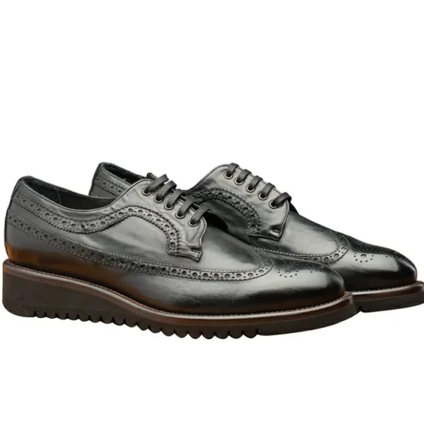 New Calzoleria Toscana Q400 Agos Wingtip Shoes Black