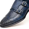 Discount Calzoleria Toscana Q978 Woven Wingtip Monkstrap Shoes Navy