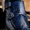 Discount Calzoleria Toscana Q978 Woven Wingtip Monkstrap Shoes Navy