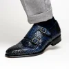 Discount Calzoleria Toscana Q978 Woven Wingtip Monkstrap Shoes Navy