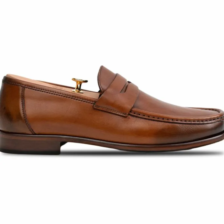 Discount Calzoleria Toscana Santor 4 Leather Collegiate Loafer Dark Caramel DarkCaramel