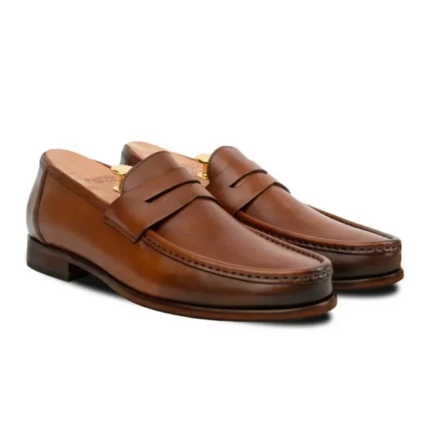 Discount Calzoleria Toscana Santor 4 Leather Collegiate Loafer Dark Caramel DarkCaramel