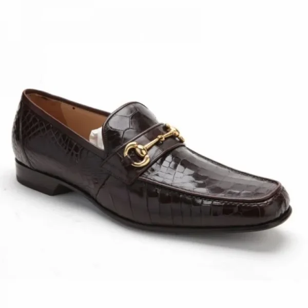 Online Caporicci 9872 Alligator Bit Loafers Brown Size 8.5 DarkBrown