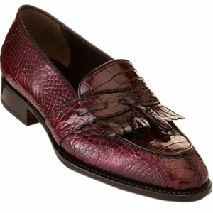 Best Caporicci 1415 Alligator Loafers Size 10.5W Wine