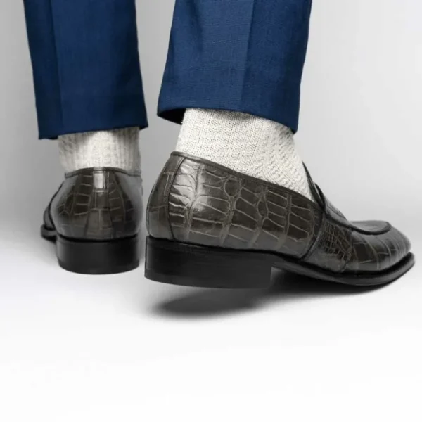 caporicci__alligator_loaf_6.webp Sale Caporicci 1208 Alligator Loafers Size 8.5 Gray