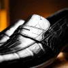 Hot Caporicci 1208 Alligator Loafers Size 7.5 Black