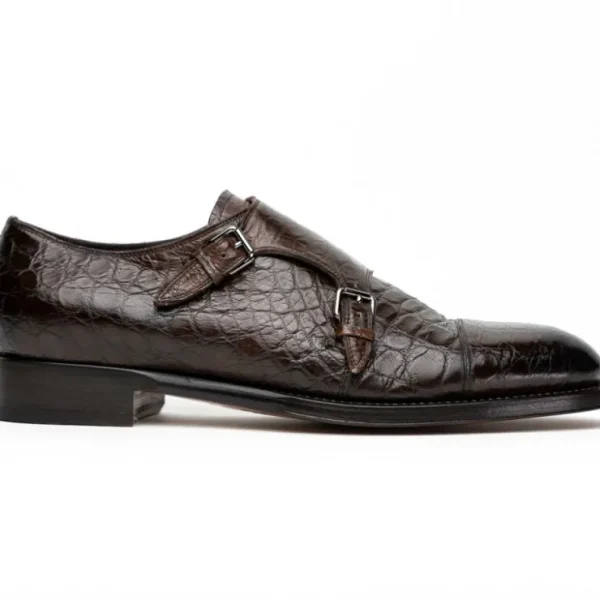 Best Caporicci 5951 Alligator Monk Brown Size 9 DarkBrown