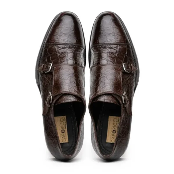 Best Caporicci 5951 Alligator Monk Brown Size 9 DarkBrown