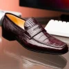 Store Caporicci 9961 Alligator Penny Loafers Bordo Burgundy