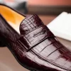 Store Caporicci 9961 Alligator Penny Loafers Bordo Burgundy