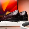 Store Caporicci 9961 Alligator Penny Loafers Bordo Burgundy