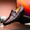 Store Caporicci 9961 Alligator Penny Loafers Bordo Burgundy